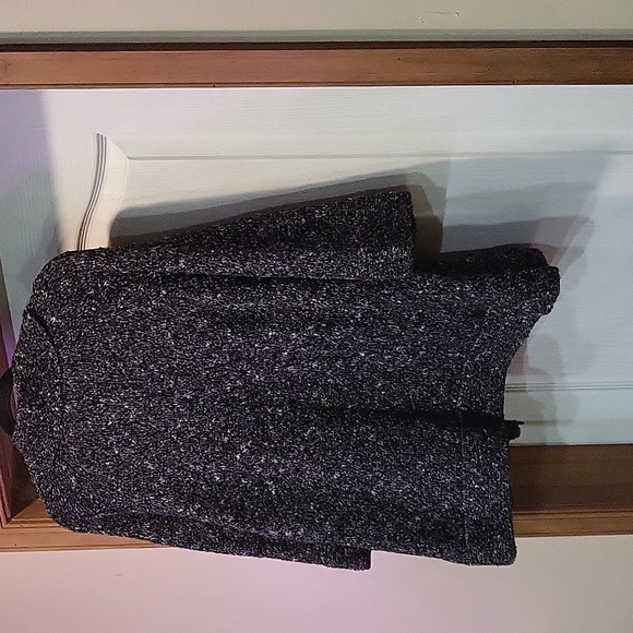 NWT Preswick & Moore Grey w/White & Silver Metallic Speck Open Front Cardigan 1x - Picture 4 of 9